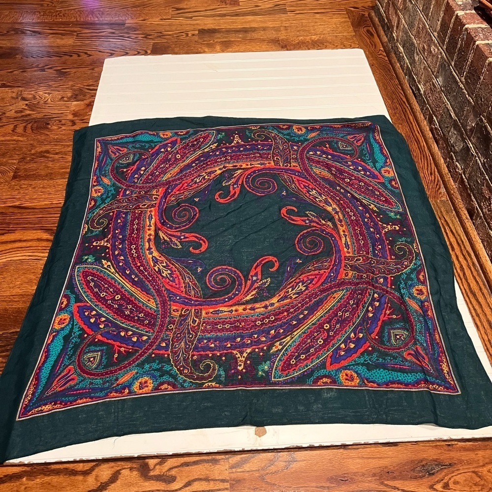 Symphony Scarfs Made in Italy 100% Rayon Paisley Scarf Emerald Green Jewel Wrap